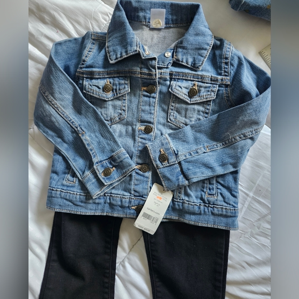 Kids 3t Bundle Nwt Denim Jacket with Black Denim Pants Set Lazer Carters 2pc Set